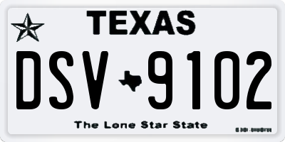 TX license plate DSV9102