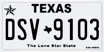 TX license plate DSV9103