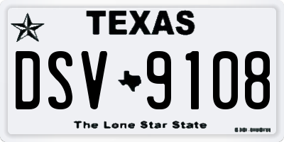 TX license plate DSV9108