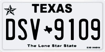 TX license plate DSV9109