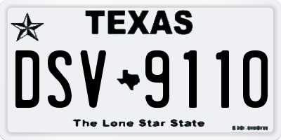 TX license plate DSV9110