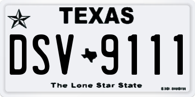 TX license plate DSV9111