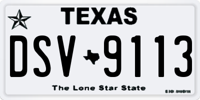 TX license plate DSV9113