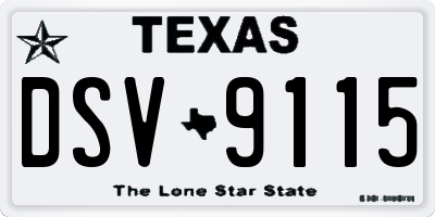 TX license plate DSV9115
