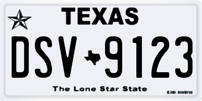 TX license plate DSV9123