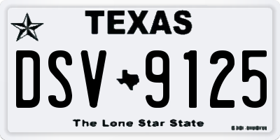 TX license plate DSV9125