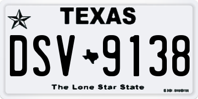 TX license plate DSV9138