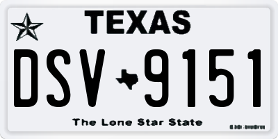 TX license plate DSV9151