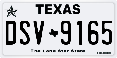TX license plate DSV9165