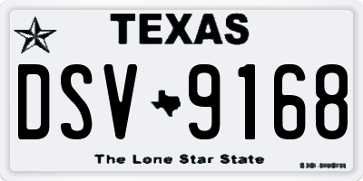 TX license plate DSV9168
