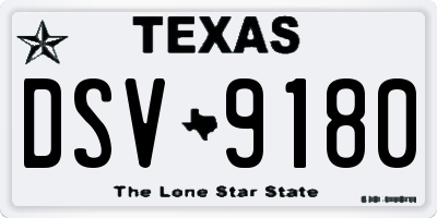 TX license plate DSV9180