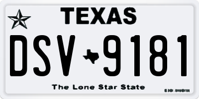 TX license plate DSV9181