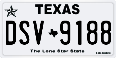 TX license plate DSV9188