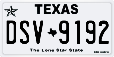 TX license plate DSV9192