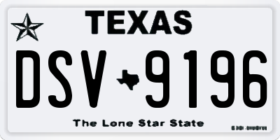 TX license plate DSV9196