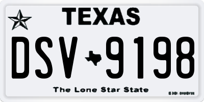 TX license plate DSV9198