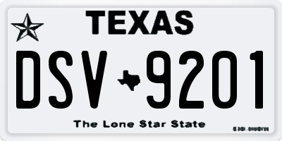 TX license plate DSV9201