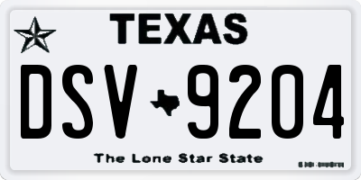 TX license plate DSV9204