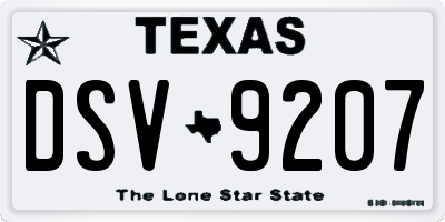 TX license plate DSV9207