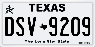 TX license plate DSV9209