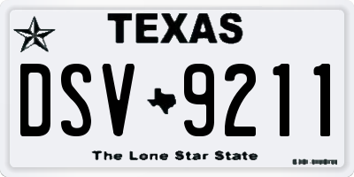 TX license plate DSV9211