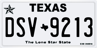 TX license plate DSV9213