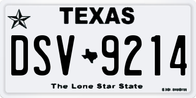 TX license plate DSV9214