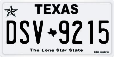 TX license plate DSV9215