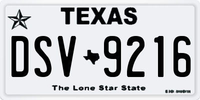 TX license plate DSV9216