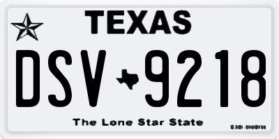 TX license plate DSV9218