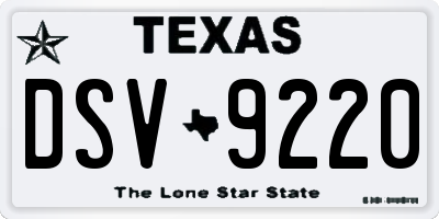 TX license plate DSV9220