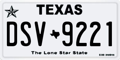 TX license plate DSV9221