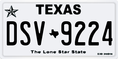 TX license plate DSV9224