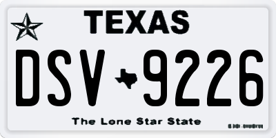 TX license plate DSV9226