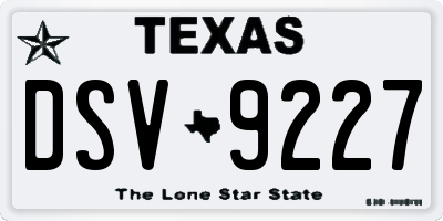 TX license plate DSV9227