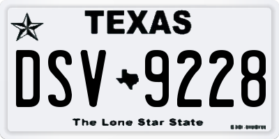 TX license plate DSV9228