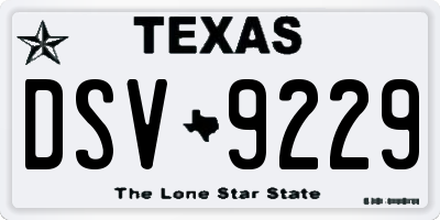 TX license plate DSV9229