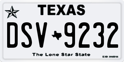 TX license plate DSV9232