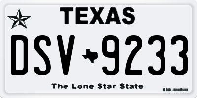 TX license plate DSV9233