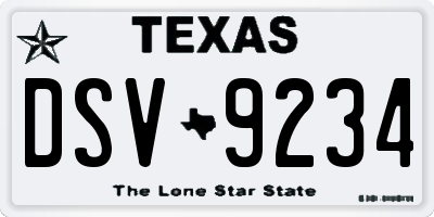 TX license plate DSV9234