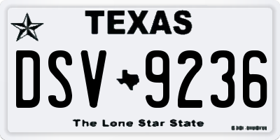 TX license plate DSV9236