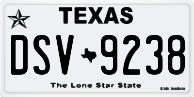 TX license plate DSV9238