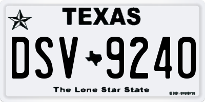 TX license plate DSV9240