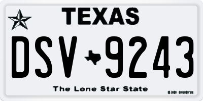 TX license plate DSV9243