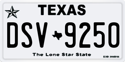 TX license plate DSV9250