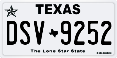 TX license plate DSV9252