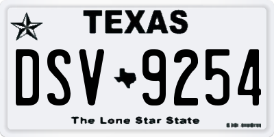 TX license plate DSV9254