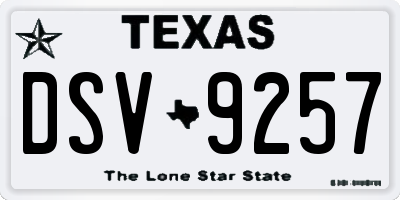 TX license plate DSV9257