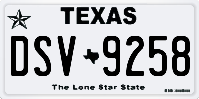 TX license plate DSV9258