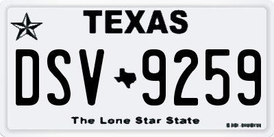 TX license plate DSV9259